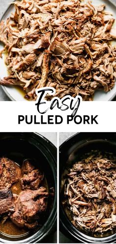 A plate of homemade pulled pork with BBQ sauce, perfect for your patriotic summer celebrations. Bbq In Crockpot, Pork In Crockpot Recipes, Pulled Pork Crock Pot Recipes, Pulled Pork Crockpot, Memorial Day Dinner, Bbq Pork Crockpot, Pork Roast Crock Pot Recipes, Crockpot Pulled Pork Bbq, Easy Pulled Pork Recipe