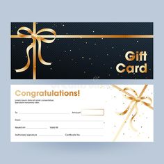 gift card with golden ribbon and bow on blue background royalty illustration