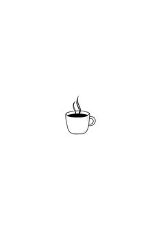 a drawing of a coffee cup with steam rising out of it's top, on a white background