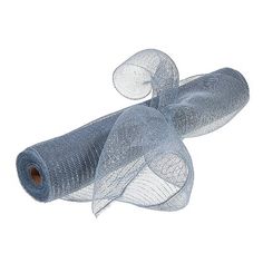 two rolls of blue organe ribbon on white background