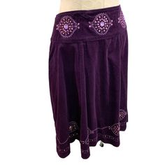 Size 12 Relativity Purple Corduroy Embellished A-Line Skirt New Midi Mid Calf 100% Cotton Measurements Taken With Garment Laid Flat Waist 16" Hip 25" Length 27.5" Brown Suede Skirt, Full Length Skirts, Aline Skirt, Purple Skirt, Dark Feminine, Petite Skirt, Suede Skirt, Purple Fashion, Knee Length Skirt