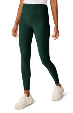 These ankle-length leggings are designed with a high waist and stretchy, moisture-wicking fabric that will keep your gym routine fiercely fresh. 24" inseam; 7" leg opening; 11 1/2" front rise; 12 1/2" back rise (size Medium) Reinforced extra-support waistband Moisture-wicking fabric engineered for dryness and comfort 87% polyester, 13% elastane Machine wash, tumble dry Made in the USA of imported fabric Dark Green Leggings, Coloured Leggings, Ankle Length Leggings, Gym Routine, Green Leggings, High Waist Leggings, Beyond Yoga, Moisture Wicking Fabric, High Waisted Leggings