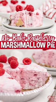 this no bake raspberry marshmallow pie is the perfect dessert to make for christmas