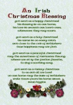 an irish christmas blessing card with flowers