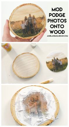 some pictures are being made with wood and plastic wrap around them to look like they're