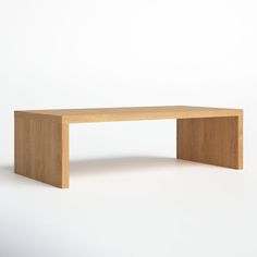 a wooden bench sitting on top of a white floor