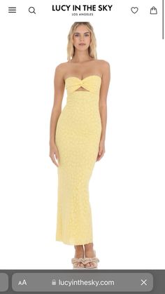 Yellow Fitted Strapless Maxi Dress, Sweet 16, Hand Washing, Homecoming, Angeles, Prom, Twist, Maxi Dress, Yellow