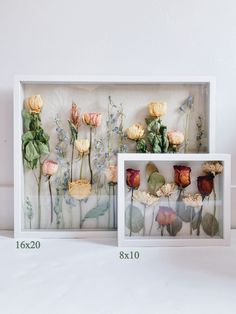 8 x 10 SHADOW BOX | Flowers Of The Press Bouquet Shadow Box, Flowers Preservation, Dried Flowers Crafts, Framed Flowers, Pressed Plants, Pressed Flowers Diy, Dried Flowers Diy, Wedding Shadow Box, Dead Flowers