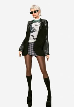 Naomi's Corner / #ts4 lookbook Sims 4 Jacket, Sims 4 Fits, Sims 4 Looks, Ts4 Lookbook, Sims Aesthetic, Sims Lookbook, Ivy Look, Teen Series, Skirt Tights