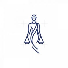 a line drawing of a person holding a scale and wearing a blindfolded outfit