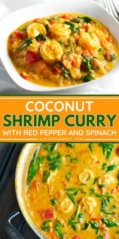 Spice up your dinner with this easy shrimp curry recipe! This spicy shrimp curry recipe is a family-friendly dinner that’s quick to make and packed with sweet and creamy flavors. An easy homemade meal that will satisfy everyone at the table! Homemade Curry Recipe, Best Curry Recipe, Easy Coconut Shrimp, Shrimp Curry Recipe, Coconut Shrimp Curry, Shrimp Spinach, Cooking Curry