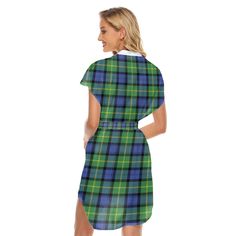 Gordon Old Ancient Tartan Plaid Stand-up Collar Casual Dress With BeltCasual classic style dress, with a thin belt to close the waist, highlighting the waist line, small V-neck, short sleeves, sexy and charming Fabric: 98% polyester Regular fit Waistband to close the waist, stand-up collar Fabric weight: 80g/m² Thread Color: black orwhite for a single piece, automatically chosen using color approximation. Can not be customized. For the knotted area, please refer to the canvas section (section in the middle) as the benchmark since mock-up may not display the precise result for certain images. Care Instruction: machine wash cold with similar colors, do not bleach, tumble dry low, do not iron, do not dry clean. Notice:a variety of factors may cause slight differences between the actual produc Dresses With Belts Casual, Tartan Clothing, Dress With Belt, Scottish Tartans, Modern Dress, Tartan Plaid, Cropped Hoodie, Style Dress, Single Piece