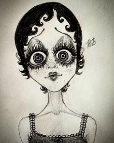 a drawing of a girl with big eyes