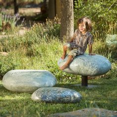 Pebble Seats | Modern Outdoor Benches & Seating | Stone Forest Pebble Garden, Sensory Garden, Japanese Lanterns, Stone Bench, Playground Design, Urban Furniture