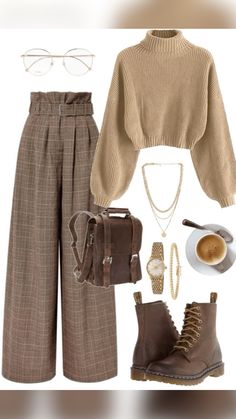 00s Mode, Academia Outfits, Design Moda, Easy Trendy Outfits, Brown Pants, Modest Fashion Outfits, 가을 패션, Mode Vintage, Casual Style Outfits