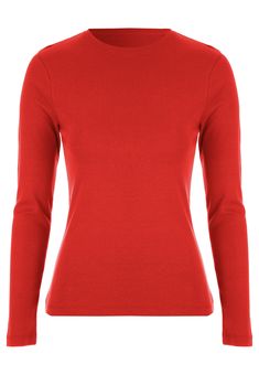 Update your collection of wardrobe essentials with this versatile long sleeved top. In a red cotton rich fabric with long sleeves and a crew neckline, it's an ideal base or layering piece for any time of year. Long Sleeved Top, Rich Fabric, Red Top, Crew Neck Top, Layering Pieces, Lady In Red, Wardrobe Essentials, Crew Neckline, Layering