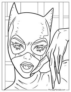 a drawing of a woman wearing a cat mask