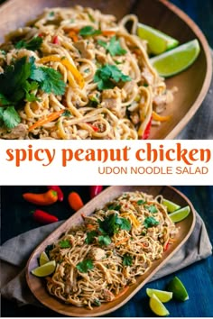 this spicy peanut chicken udon noodle salad is an easy and healthy meal