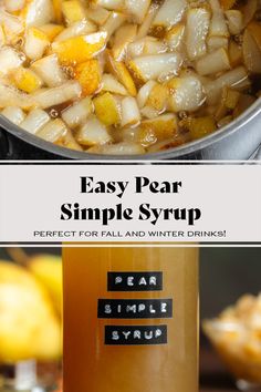 an easy pear simple syrup recipe is ready to be made in the slow cooker