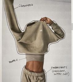 a drawing of a woman's back with her hands on her hips and the words sweatpants written below it