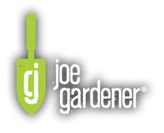 the joe gardener logo with a green shovel in it's center and white background