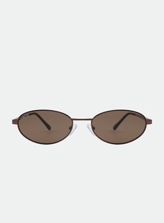 Oval, metal frame sunglasses by Otra- Frame Shape: Oval Metal- Frame Color: Shiny Chocolate- Lens Color: Brown, Lens Category 3- 100% UV Protection- Included Protective Vegan Pouch SIZE MM INCHES FRAME WIDTH 138MM 5.4" FRAME HEIGHT 34.7M 1.36" NOSE GAP 20MM 0.8" Style No. ROS-523-CHOC/BRN Brown Lens, Metal Frames, End Of Season Sale, Sunglasses & Glasses, Denim Outfit, Sunglass Frames, Summer Girls, Style Guides, Uv Protection