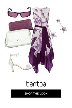 Orecchini da donna in grigio chiaro in argento Mabina Gioielli, Occhiali da sole da donna in viola scuro in acetato Chimi, Portafoglio da donna  Guess jeans, Vestito da donna in viola scuro a fiori con cintura Bonprix, Décolleté da donna in grigio chiaro con tacco spillo con cinturino in ecopelle Imperial, Borsa a tracolla da donna in bianco neve con zip Calvin klein  Composizione dell'outfit: woman | Jewels | Earrings Calvin klein, woman | Jewel... Calvin Klein