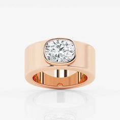 a rose gold ring with a diamond in the center