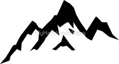 black and white mountain silhouette on a white background