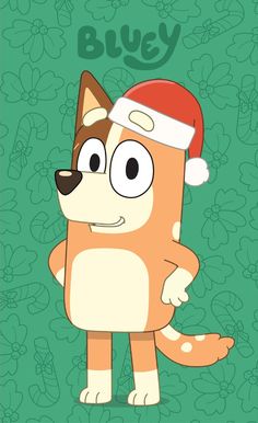 a cartoon dog wearing a santa hat