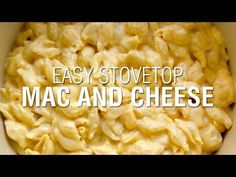 macaroni and cheese in a crock pot with the words easy stovetop mac and cheese