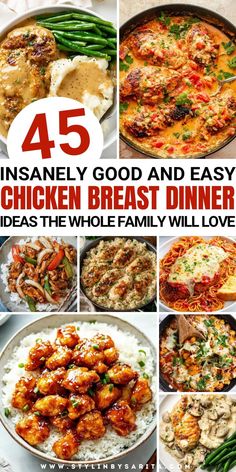 chicken breast recipes Dinner Ideas Chicken Breast, Easy Chicken Breast Recipes Healthy, Delish Chicken Recipes, Chicken Breast Dinner Ideas, Easy Chicken Breast Dinner, Cheap Dinners For A Family, Dinner Sides Recipes, Chicken Breast Dinner, Quick Chicken Breast Recipes