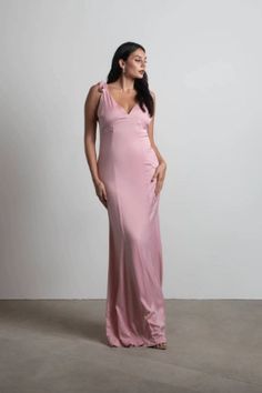 Jazmine Rose Butterfly Sleeves Satin Wrap Dress - $47 | Tobi US Dusty Rose Tie, Light Pink Prom Dress, Holiday Formal Dresses, Dress For Prom, Holiday Dresses Women, Prom Season, Winter Formal Dresses, Dusty Rose Dress, Hot Pink Dresses