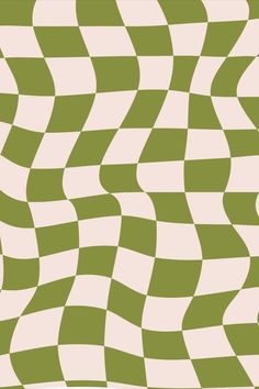 an abstract green and white checkerboard pattern with wavy lines in the center,