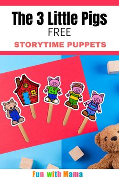 the three little pigs free storytime puppets for kids to play with and learn