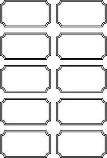 blank labels with rounded corners are shown in black and white