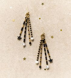 Black Beaded  Earrings, made with carefully selected Czech glass beads,  Crystal beads, Stars and moon,creating a easy to wear combination. Please note that the beads used in these earrings may vary slightly, adding to their unique charm.  ITEM DETAILS:  Earring post are lead and nickel free, made with Stainless Steel 18K gold plated . I will prepare a pair of earrings for you, please note that they are made to order, and it could take a few days to process. They will came nice packaged in a Vel Black Beaded Earrings, Xmas Gifts For Her, Jewelry Star, Earring Post, Black Jewelry, Earrings Long, Earrings Black, Earrings Statement, Velvet Bag