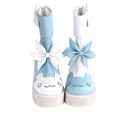 Sweet Bunny Bow Knot Platform Lolita Shoes Add charm to your outfit with these elegant Sweet Bunny Bow Knot Platform Lolita Shoes. Featuring a unique bow knot design and a platform, these shoes provide style and comfort for any occasion. Let your inner princess shine with these must-have shoes. Wii Aesthetic, Angel Shoes, Pretty Clothing, Bunny Blue, Unique Bows, Fnaf Sb, Anime Lingerie, Boots High Heels, Women Cosplay