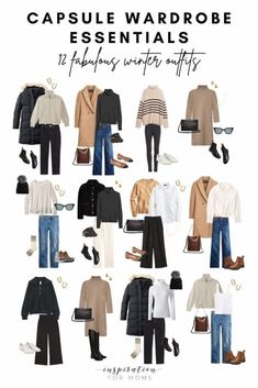 Winter Clothes For Europe, European Winter Capsule Wardrobe, Old Money Winter Capsule Wardrobe, Winter Essentials Clothes Women, Winter Outfits Capsule, Winter Outfits Capsule Wardrobe, Winter Travel Clothes, Winter Outfit Essentials, European Winter Fashion