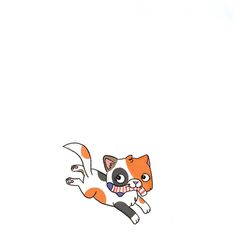 an orange and white cat flying through the air