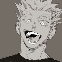 an anime character with spiked hair and fangs