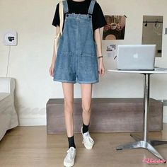 Qteee - Stylish and Convenient Roll-Up Hem Denim Overall Shorts Jeans And Suspenders, Straight Pants Men, Summer Workwear, Short Couples, Long Overalls, Denim Overall Shorts, Overalls Shorts, Style Overalls, Male Clothing