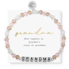 PRICES MAY VARY. GRANDMA BRACELET - A lovely way to show your love and celebrate the grandchild-grandma bond! Comes with a sweet message card inside the box that fits any occasion. (GRANDMA / Silver Plated / Pink) BEST GRANDMA - Do you adore your grandma and want to show her how much you appreciate and respect her? Do you want to give her a gift that she will treasure and wear with gratitude? Then this grandma beaded bracelet is the perfect choice for you! GRANNY GIFTS FROM GRANDCHILDREN: This b Grandma Bracelet, Granny Gifts, Best Friend Bracelets, Sister Bracelet, Moms Bracelet, Letter Bracelet, Inspirational Bracelets, Friend Bracelets, Make Her Smile