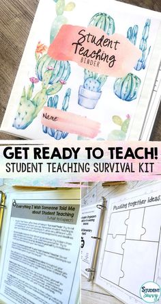 a student's notebook with the text get ready to teach students survival kit