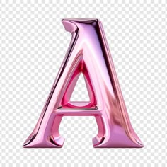 shiny pink letter on transparent background