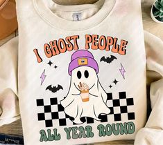 Ghost Sublimation, Halloween Shirt Ideas, Thanksgiving Shirts For Women, Ghost People, Spooky Vibes Svg, Spooky Svg, Funny Thanksgiving Shirts, Ghost Svg, Halloween Sublimation