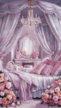 Girls bed room idea Girls Bed Room, Anime Rooms, Pretty Bedrooms, Blush Pink Bedroom, Girls Bed, Chic Bedrooms, Beautiful Beds, Anime Room, Pretty Bedroom