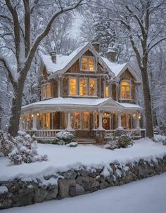 Classic Christmas Home Exterior, Winter Aesthetic House, Snow Cottage Interior, Decked Out Christmas House, Christmas House Aesthetic Outside, Snowy Mansion Aesthetic, Homes In Connecticut, Classic Christmas House Exterior, Victorian Christmas House Exterior