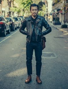 Nate-Bui-of-Schott-photographed-by-Donnell-Culver-for-StoreStyle-by-Obi-Anyanwu-for-We-Are-The-Market-7 Schott Perfecto, Motorcycle Boots Outfit, 1950s Jacket Mens, Black Motorcycle Boots, Cargo Jacket Mens, Khaki Parka, Green Cargo Jacket, Black Leather Motorcycle Jacket, Herren Style