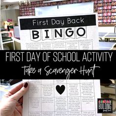 the first day of school activity has a scavenger hunt